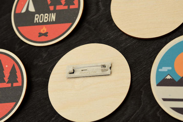 Personalized Wooden Pin Button Badges